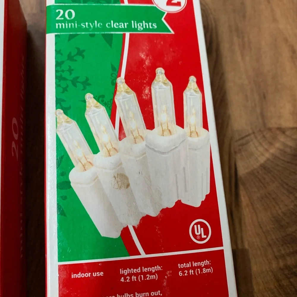 Mini Lights String Wire 40 Count Christmas Incandescent 4.2’ Lit Clear & Multi